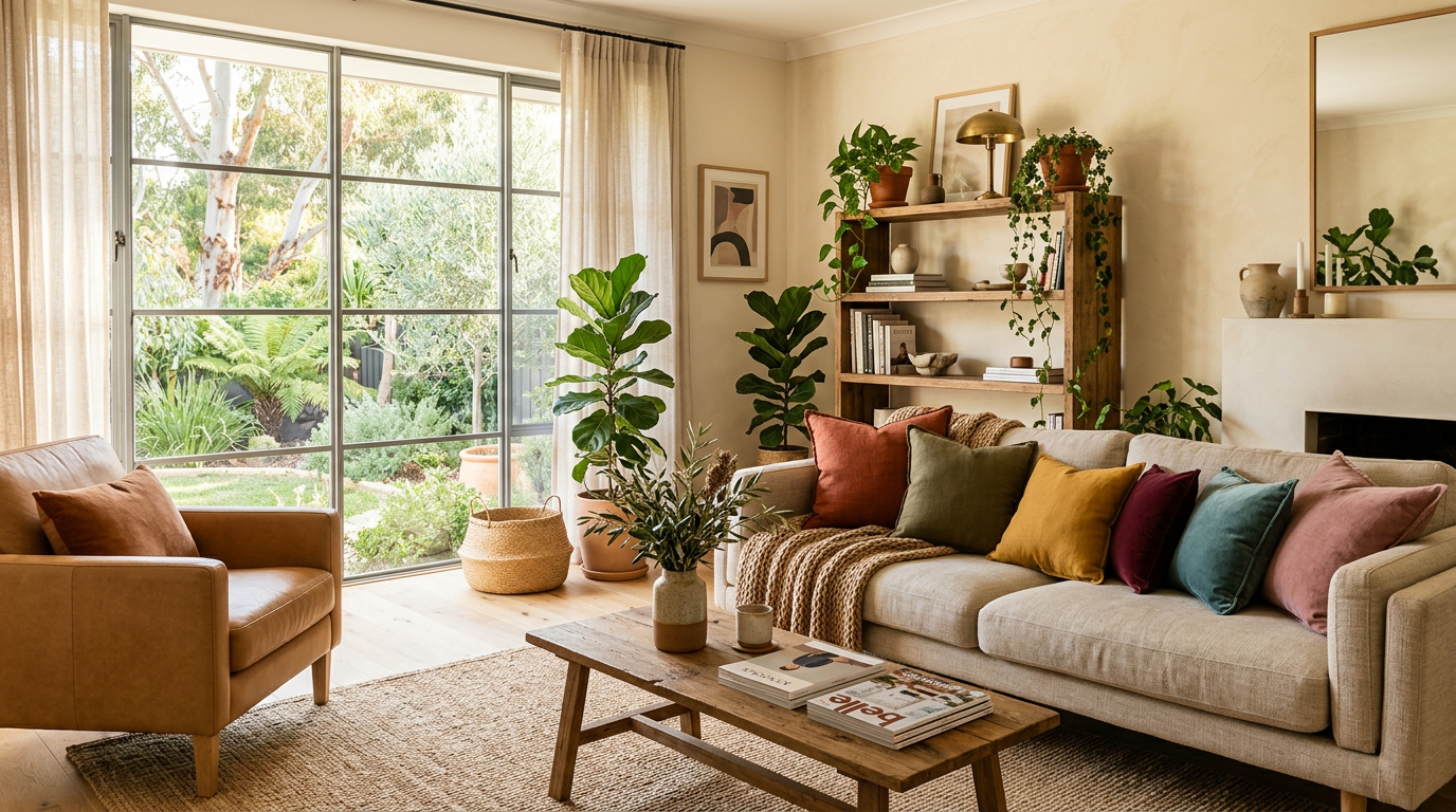 Warm interior with earthy colour trends for Perth homes